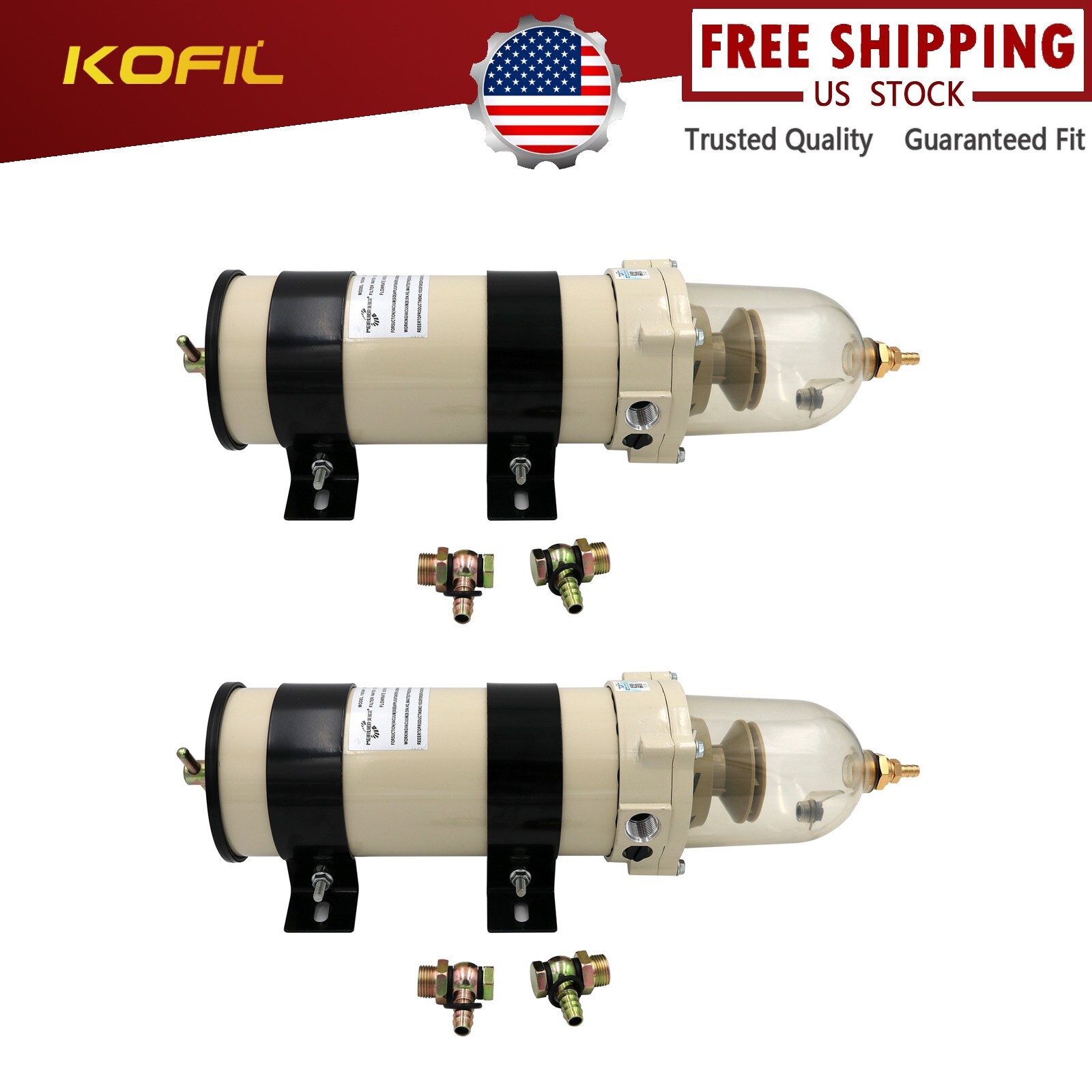 2X 1000FH 1000FG Marine Diesel Fuel Filters Oil Water Separator Filter ...