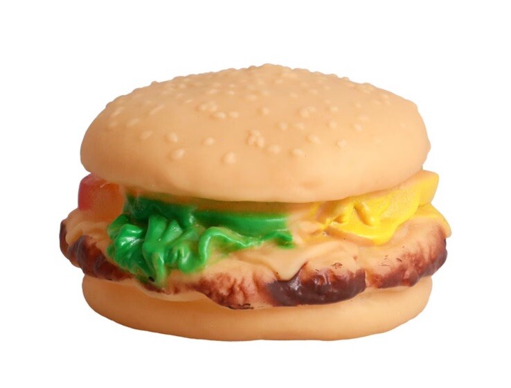 Adorable Squeaky Vinyl Dog Toys, 3.5x3.5x1.75-in. Hamburger