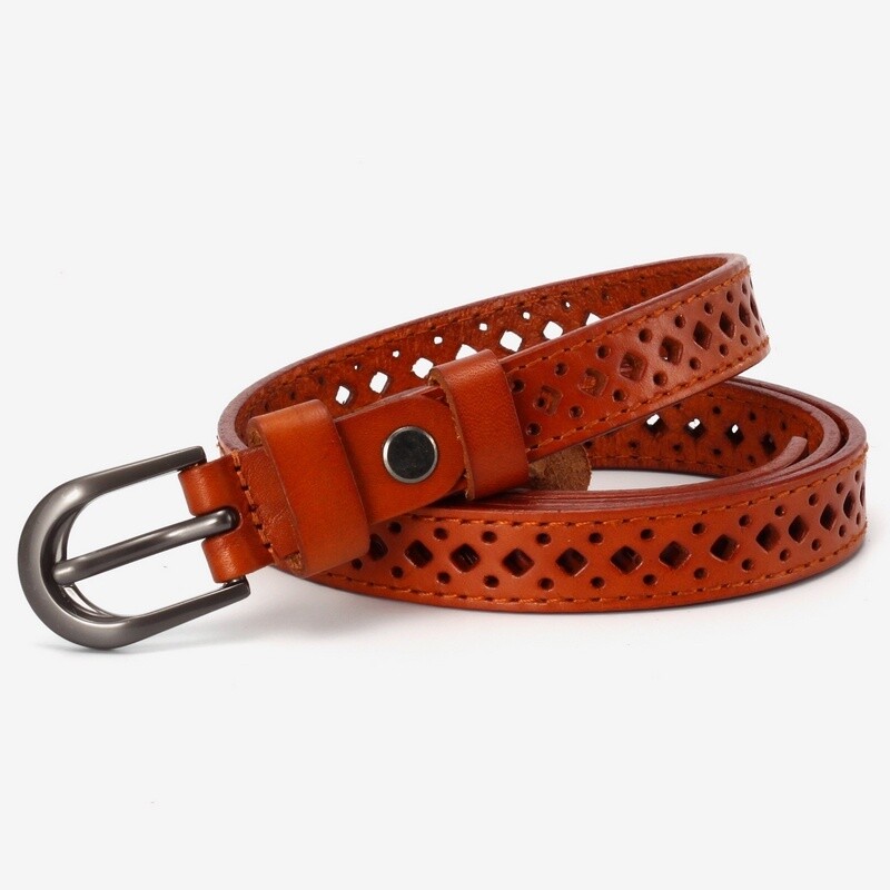 Ladies Leather Hollow Out Belt Pin Buckle Waists Waistband  display picture 2