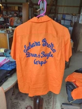 Vintage Sahara Grotto Masonic Drum & Bugle Corps Orange Shirt Md Chain Stitch 2