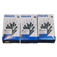 Philips 10 Clear Battery Operated Mini Lights Holiday Christmas Bulbs LOT Of 3