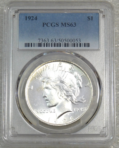 1924 Peace Silver Dollar PCGS MS63 Frosty White Luster PQ Just Graded #C51Z