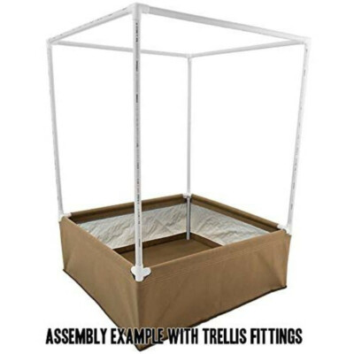 Fabric Raised Garden Bed (4'x4') w/ Trellis Fittings & Blumat Drip Watering Kit