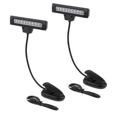 2 Stück Notenständer Leuchte Clip Tischlampe Hals Leselampe schwarz