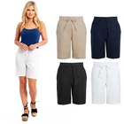 Shelikes Ladies Summer Holiday Linen Stone Comfort Stone Shorts