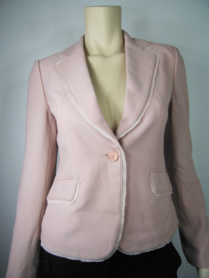 CLAMONT PARIS Fringed Trim Pale Pink Blazers Jacket Top Size 32, 36