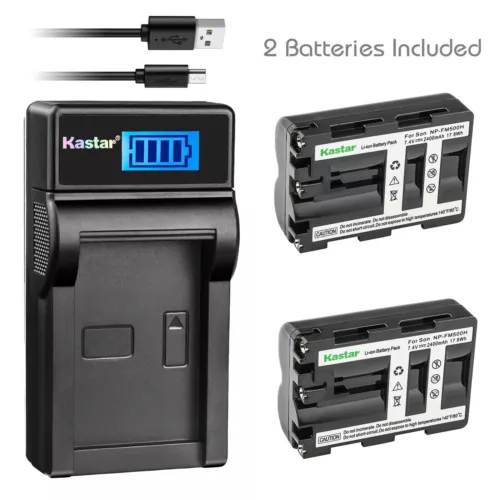 Kastar 2 Battery + Charger For Sony NP-FM500H A850 A900 A550 A500 A700 A450 A560