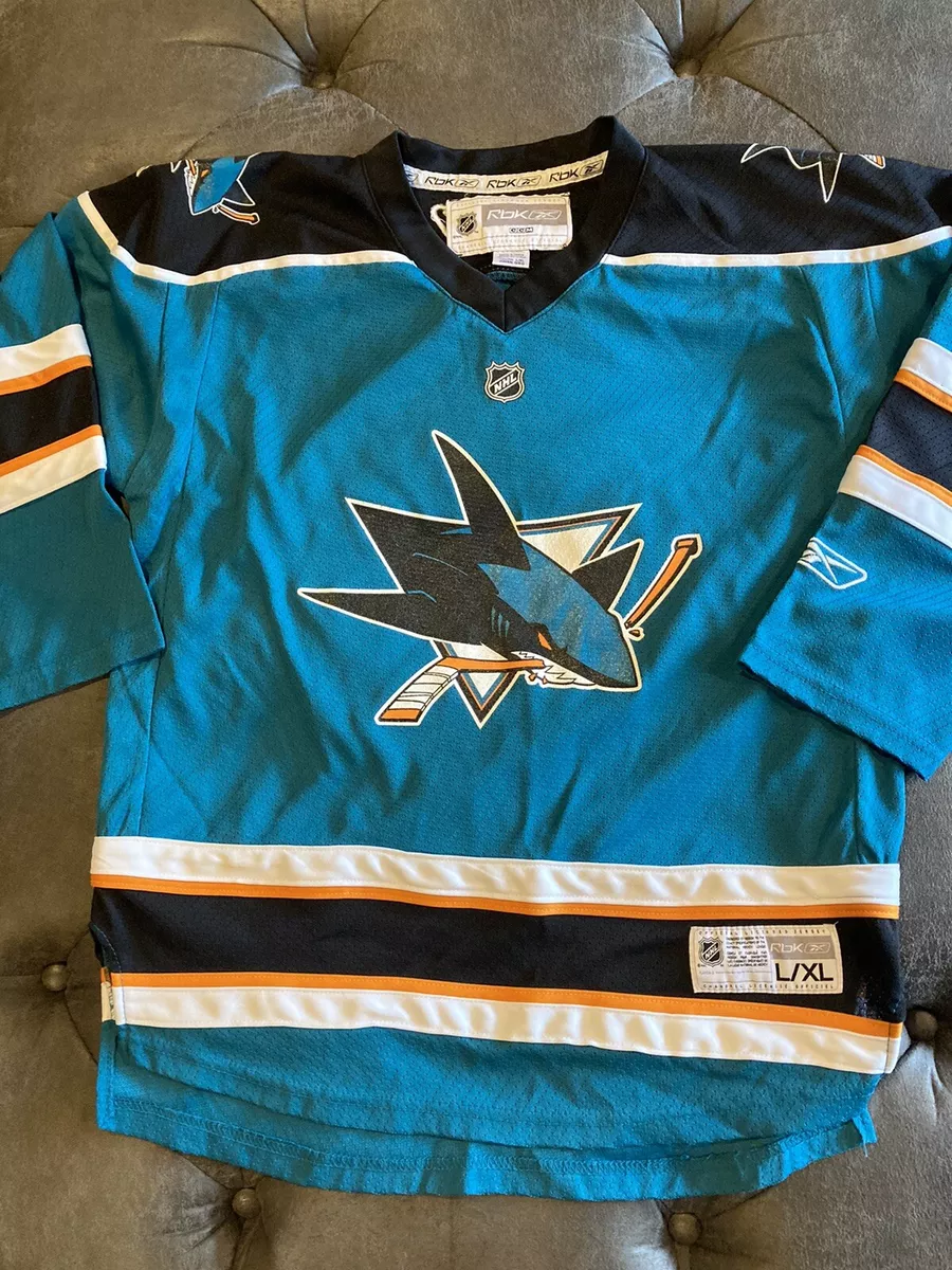 NHL San Jose Sharks RBK Reebok Home Teal Jersey Youth L XL