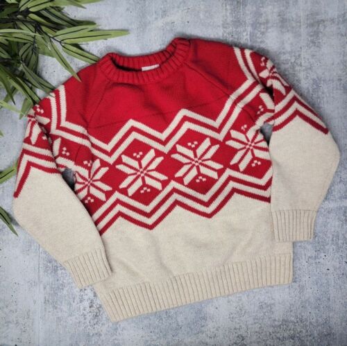 Hanna Andersson | Red & Cream Holiday Snowflake Sweater Size 110 or US 5