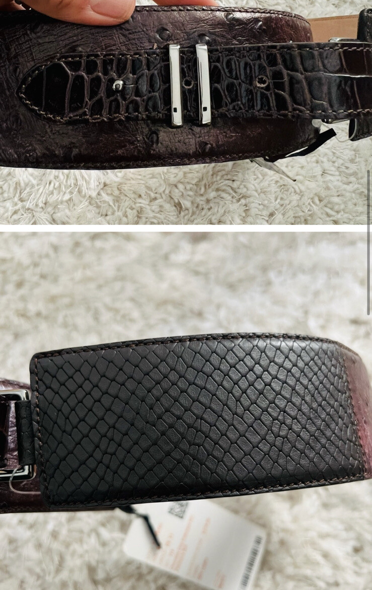 Worth Chocolate Chip Leather Belt worth New York Chocolate Chip embossed skin Patchwork belt  main image 3