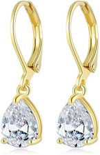 GORGEOUS 14k Gold Star Dangle Earrings CZ Beautiful Earrings for Women Plated