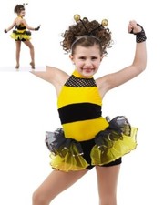 Busy Bumble Bee Child X-Large Dance Costume Leotard Mitts, Headpiece, Bow Wings