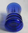 VINTAGE COBALT BLUE GLASS SMALL TUMBLER EMBOSSED FEATHER DESIGN — photo 3