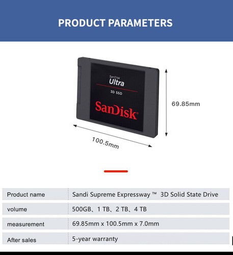 Sandisk Ultra 3D SSD 4TB SATA III 2,5 Zoll Internet Solid State DriveFor PC New - 第 8/10 張圖片
