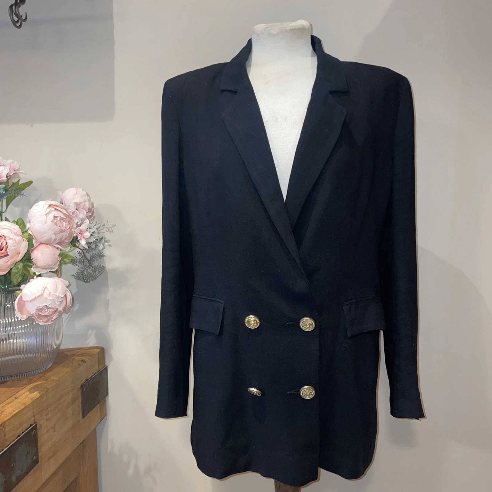 Holland Cooper Black Linen Double Breasted Blazer Jacket UK 12 RRP £549
Opens in a new window or tab