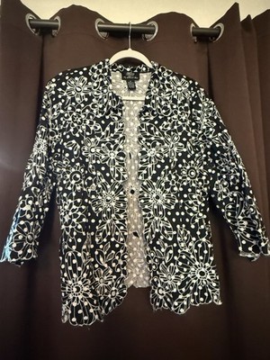 TRENZ WOMAN by Theresa Renz Embroidered Eyelet Cotton Jacket 1x