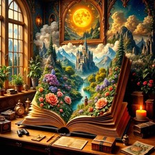 Landscape Book Flower Diamond Art Painting Kits for Adults, Diamond Painting ...