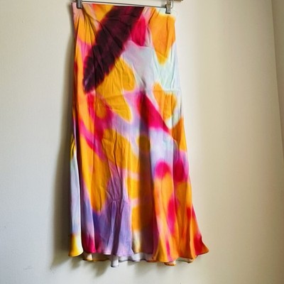 Marques Almeida Womens Large Slip Skirt Abstract Print Multicolor Designer