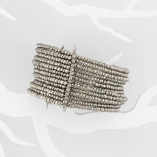 Cuff Bracelet Wide Metal Seed Beads Multi Strand Boho Statement 7"