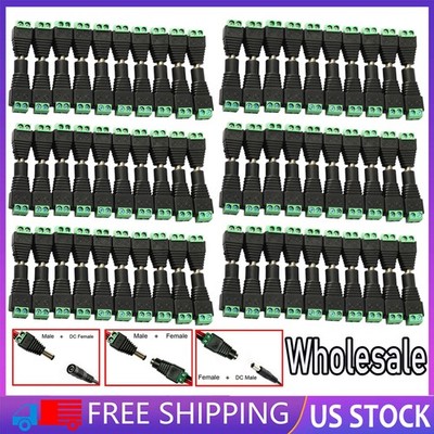 Male Female Set DC Power Jack Plug Adapter Barrel Connector for CCTV Camera Lot