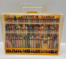 Vintage Crayola 72 Crayon Portable Plastic Yellow Storage Case No Sharpener