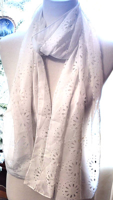 Womens Wrapable Vintage White Eyelet Long Scarf 19''X72'' 100% Polyester