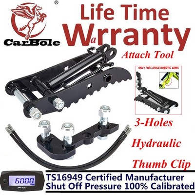 Hydraulic Thumb Clip for Mini Excavators Small Digger Crawler Attachments 3-Hole