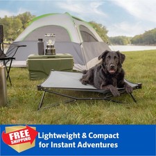 Coolaroo Elevated Dog Bed Large Portable Cooling Travel Cot Green Bag