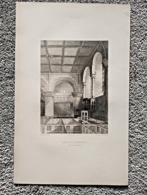 Carlisle Cathedral, Teil des Kirchenschiffes - antiker Druck - 1842