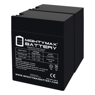 Mighty Max 6V, 14Ah, AGM, Fast-on Terminal, Replaces Teledyne 2BR6S20 - 2 Pack