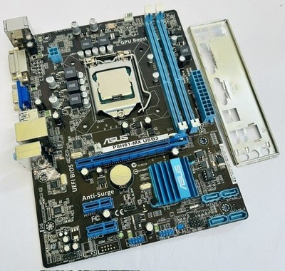 Asus P8H61-MX USB3 Sockel 1155 DDR3 Mainboard, Intel i3-3220 CPU & I/O Platte