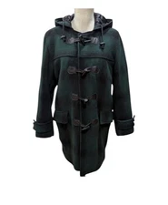 Dur O Jac by Schott N.Y.C Men's S Wool Green Hooded Tartan Plaid Duffle Coat XL