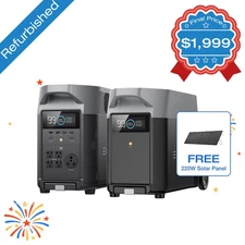 EcoFlow DELTA Pro Power Station+Extra Battery 7200Wh Certified Refurbished, LFP