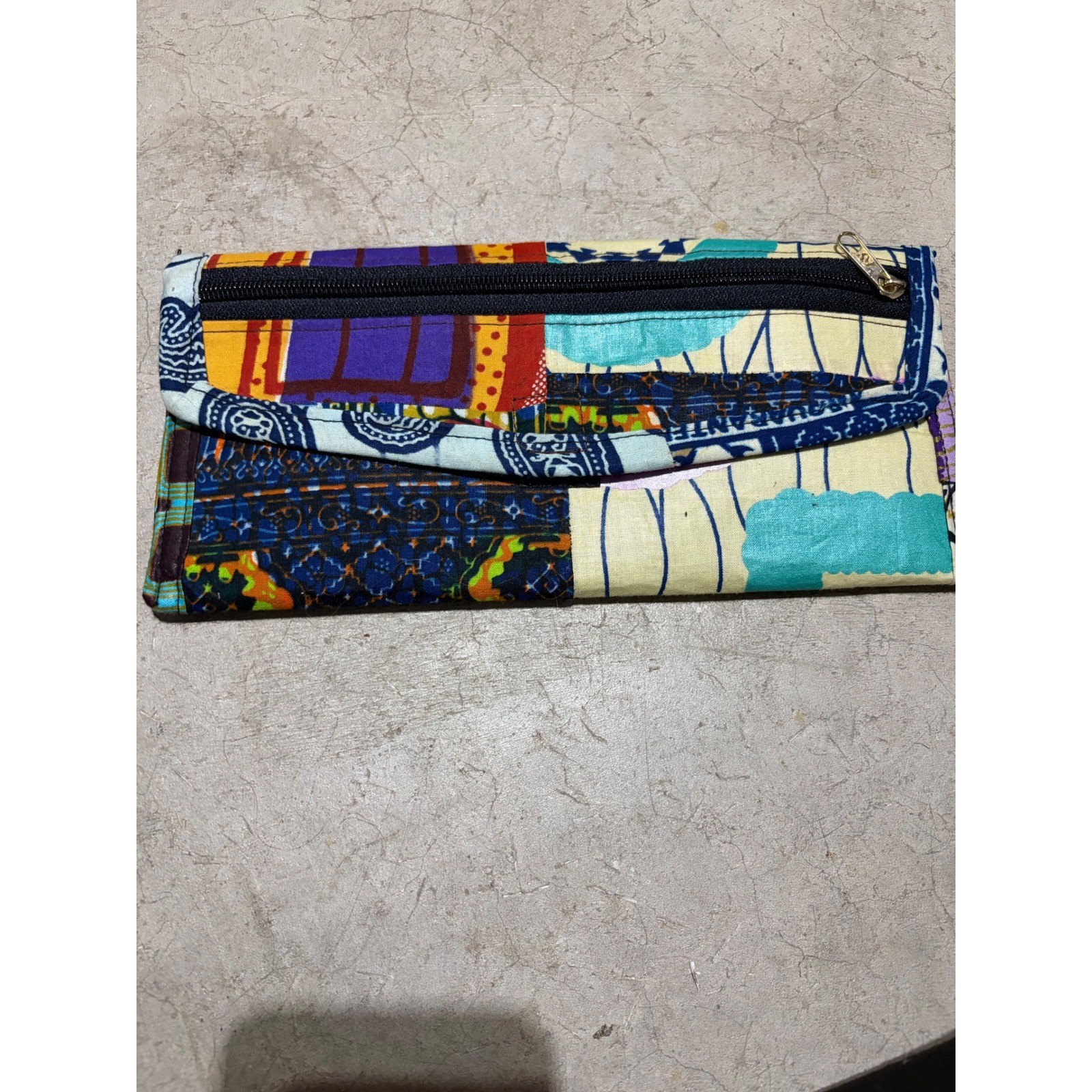 Boho Patchwork Wallet Clutch Multicolor Canvas Zi… - image 3