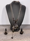 Vintage Sterling Silver Smoky Quartz Lot 6 Necklace Pendants 2 Rings 66 Grams