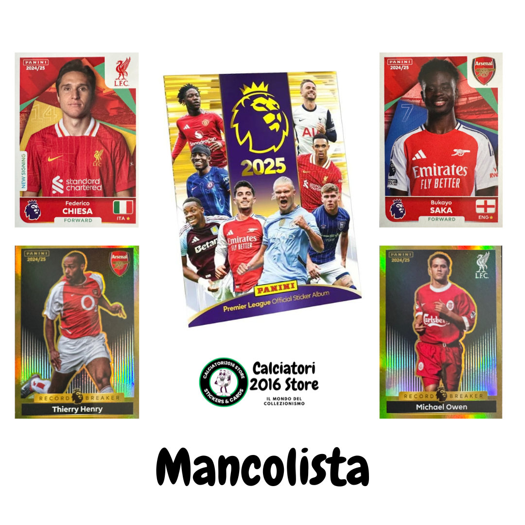 Premier League 2025 mancolista Scegli figurina da 201 a 300