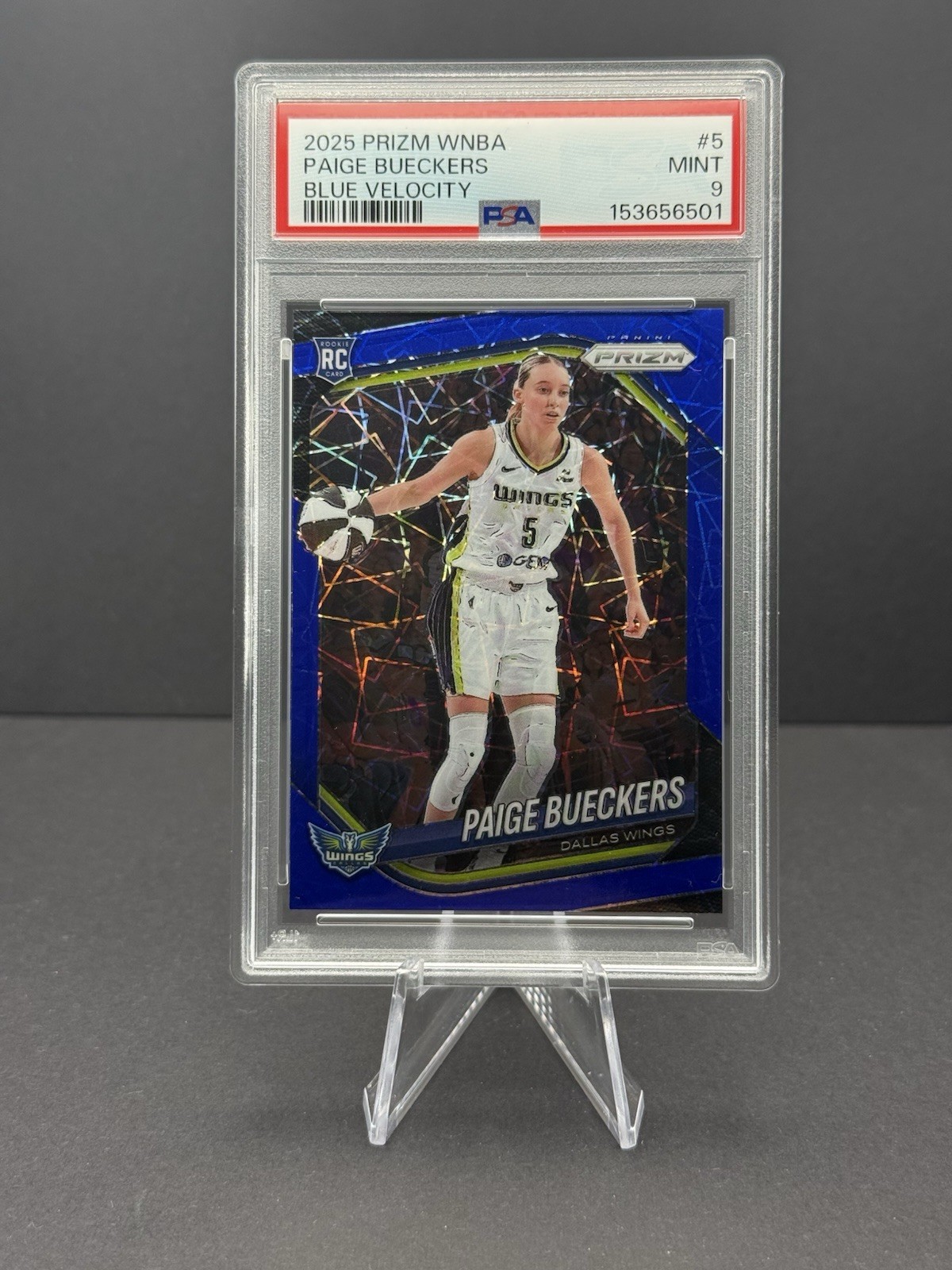 2025 Panini Prizm WNBA - Paige Bueckers #5 Blue Velocity Prizm (RC) PSA 9