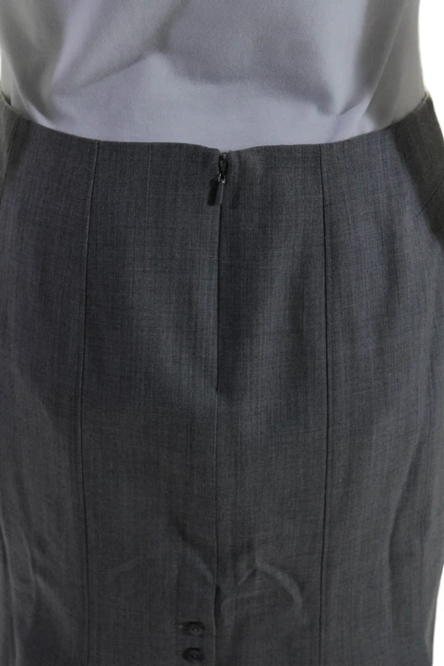 Falda lápiz gris de lana Rebecca Taylor para mujer con cremallera trasera hasta la rodilla talla 2 Foto 4 de 4