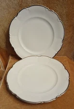 2 Saladmaster Wedding Band Salad Plates 7 3/4" Porzellan,GER White Platinum Trim