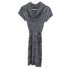 Women's Heathered Grey Tight Knit Cowl Neck Mini Sweater Dress by My Michelle -M