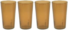 32 Oz Stackable Break-Resistant Plastic Beverage Cups - Set of 4 Amber