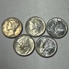 Lot of 5 Higher Grade Mercury Dimes 1935-1941 90% Silver COBM-9852