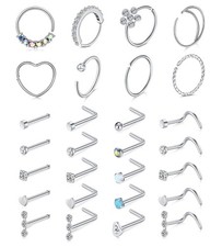 Mayhoop 20g Nose Rings Hoops And Studs For Women Men - 2 Silver