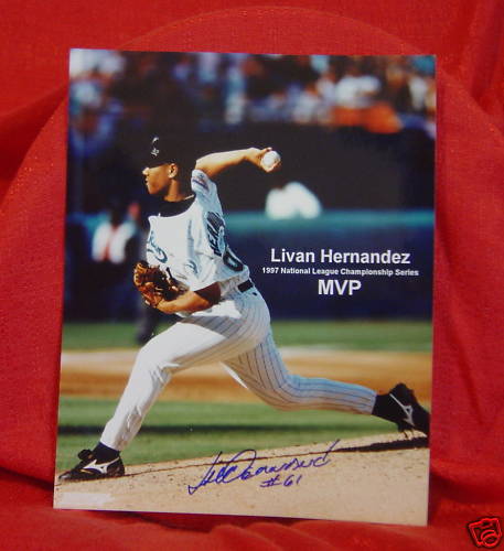 Florida Marlins 1997 MVP Livan Hernadez SIGNED 8x10 PHOTO MLB - Picture 1 of 1