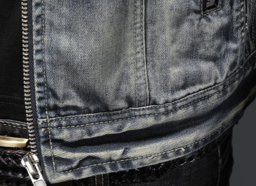 Herren blau Denim Jeansjacke Reißverschlussband Kragen Motorradmantel Reißverschlusstasche - Bild 8 von 11