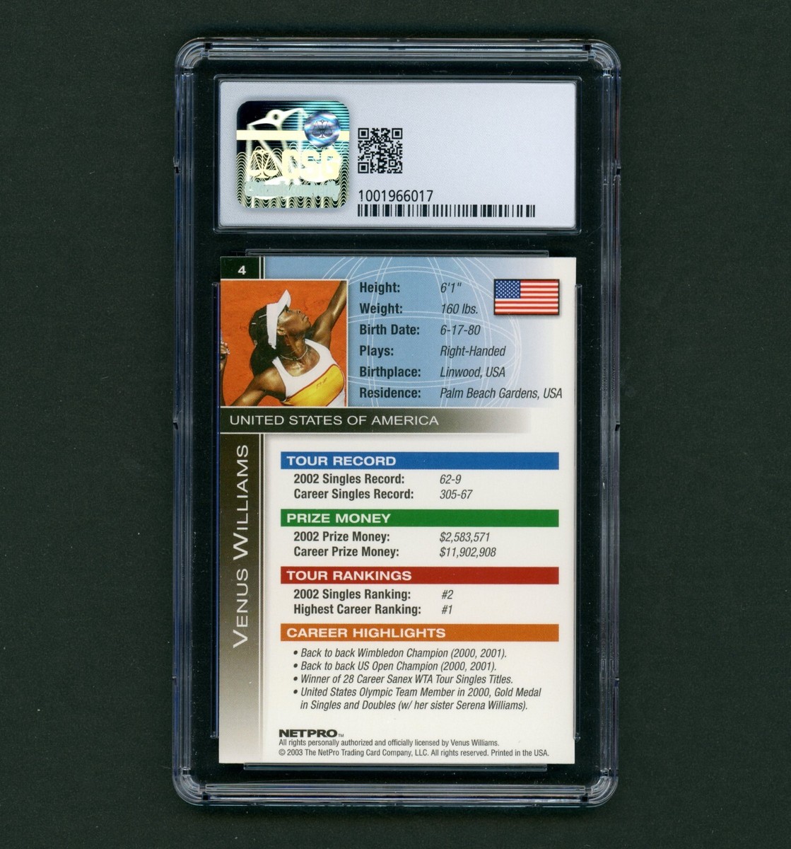 2003 NETPRO ウイリアムズシスターズ ルーキーカード 2003