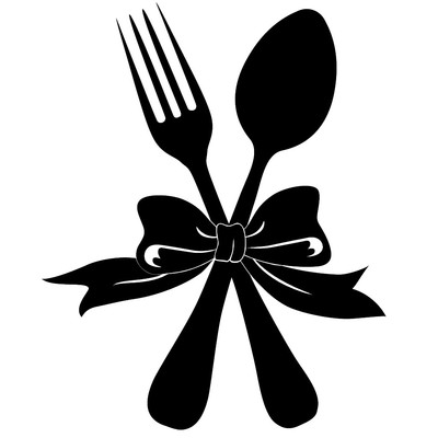 Sticker Deco Xxl Cuisine Fourchette Cuillere Avec Noeud 40x32cm A 70x56 Cm Ebay