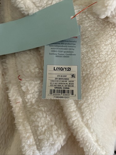 Girls large 10/12 hooded sweater NWT Off White - Picture 4 of 4