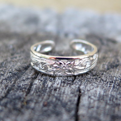 Hawaii Design Sterling 925K Silver Plumeria Flower Scroll