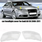 Pair Clear Lens Headlight Lampshades Cover Replacement For Audi A6 C6 2006-2011